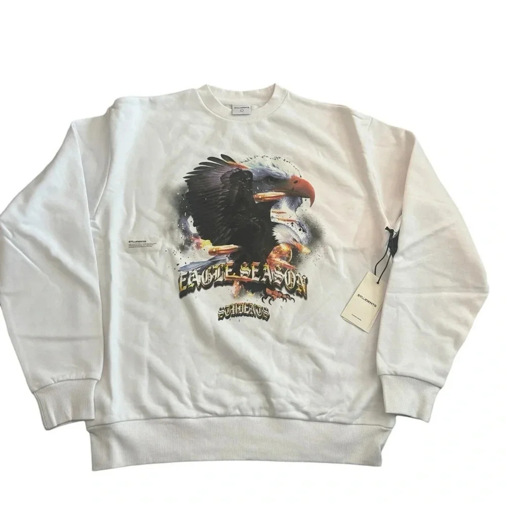 🦅 Students Peapod Eagle Season Graphic Crewneck Sweatshirt‎ Men’s L NWT 🦅